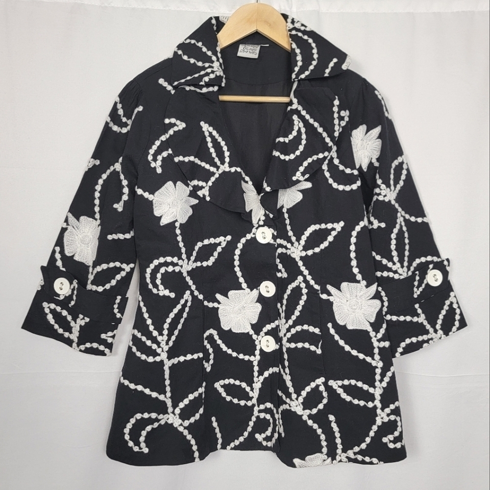 Black and White Floral Jacket #1989
